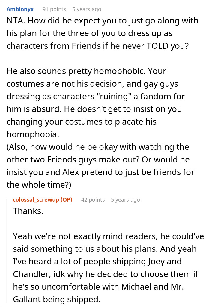 Online Reddit conversation about masculinity fragile issues linked to Halloween costume choices and relationship tensions.