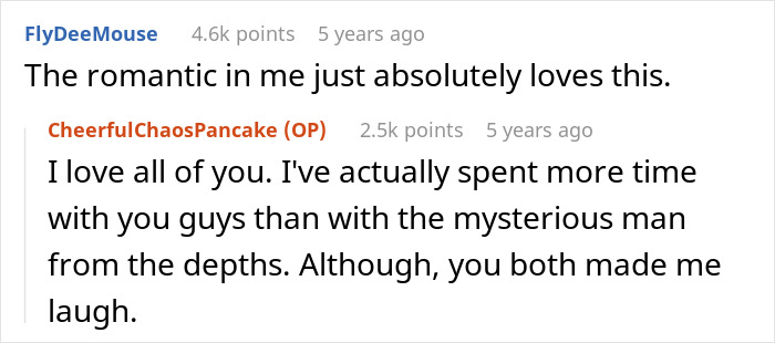 Alt text: Reddit comments about a lady wrongly trying to save an elite military diver and scoring a date despite embarrassment.