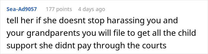 Screenshot of an online comment discussing bio mom abandoning 4YO son and child support issues. Screenshot of an online comment discussing bio mom abandoning 4YO son and child support issues.