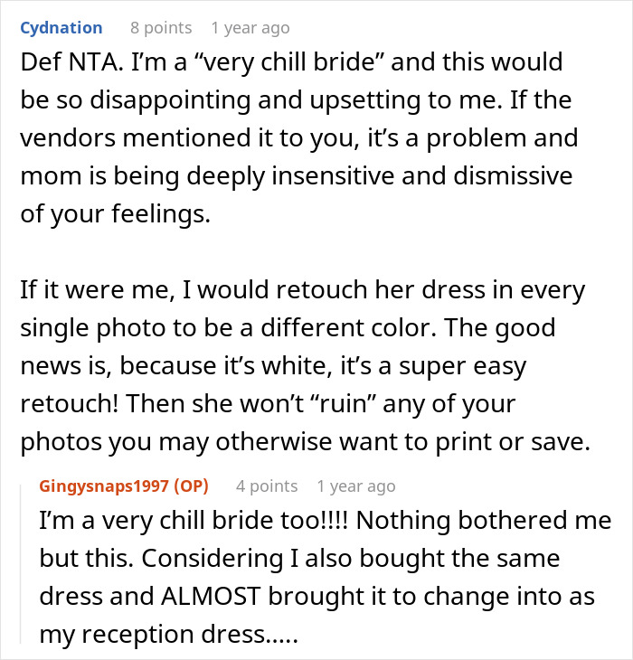 Bride horrified as cousin wears long white dress to wedding with mom&rsquo;s approval, causing upset and photo retouch concerns.