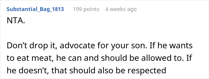 Man prepared to support stepson changing diet despite mom's opposition, advocating for dietary choice respect.