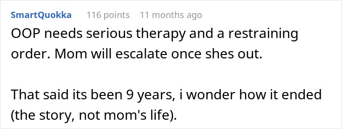 Comment from a user expressing concern about parents lying about food allergies and no contact with their daughter.