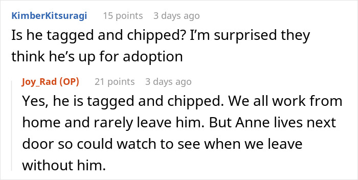 Screenshot of an online discussion about an elderly lady allegedly planning to steal neighbor&rsquo;s doggo, owner in shock.
