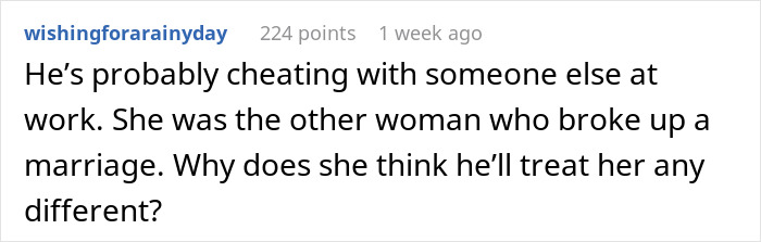 Comment expressing doubt about absentee husband&rsquo;s loyalty after mistress turned wife complains about his third child request, with mom concerned.