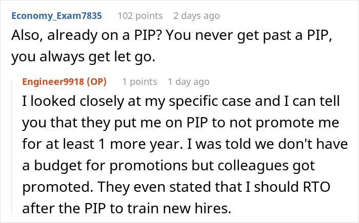Screenshot of an online discussion where an employee questions exposing management and HR to coworkers.