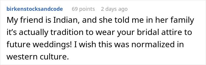 Guest wearing own wedding dress at a future wedding, reflecting a tradition in some cultures and sparking discussion online.