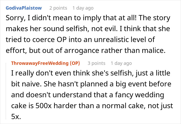Screenshot of a wedding forum discussion about a bride&rsquo;s unrealistic expectations for an elaborate wedding without spending money.