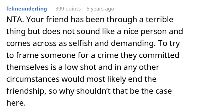Reddit comment discussing a disabled teen's selfish behavior and the consequences on her friendship.