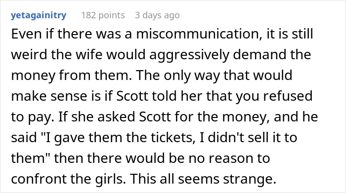 Coworkers realize superior&rsquo;s wife&rsquo;s show isn&rsquo;t free after attending, feeling scammed over unexpected ticket charges.