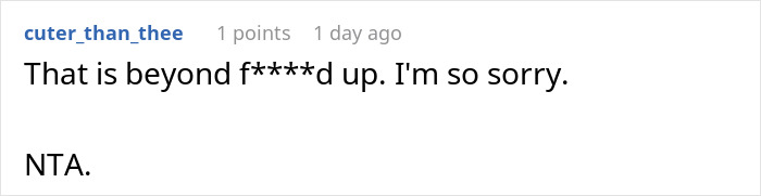 Screenshot of Reddit comment reacting to a woman&rsquo;s family planning a bizarre fake adoption causing drama.