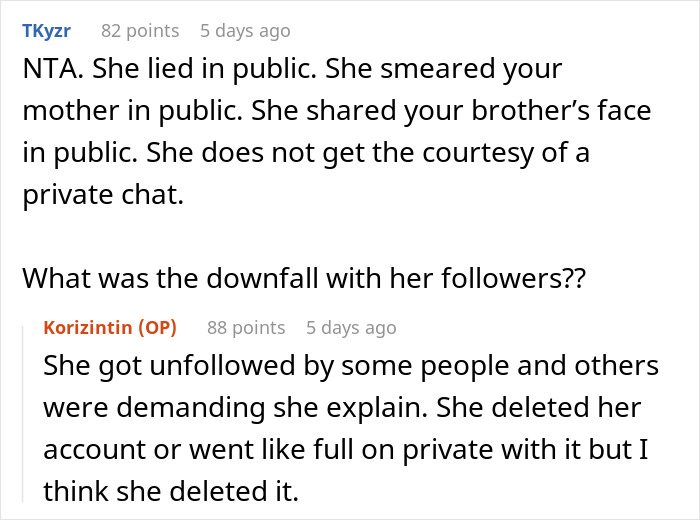Conversation screenshot showing a teen calling out stepmom&rsquo;s hypocrisy and public lies online in a social media thread.