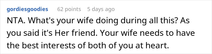 Screenshot of a social media comment discussing a homeless friend who moves in with a couple and mooches off them for months.