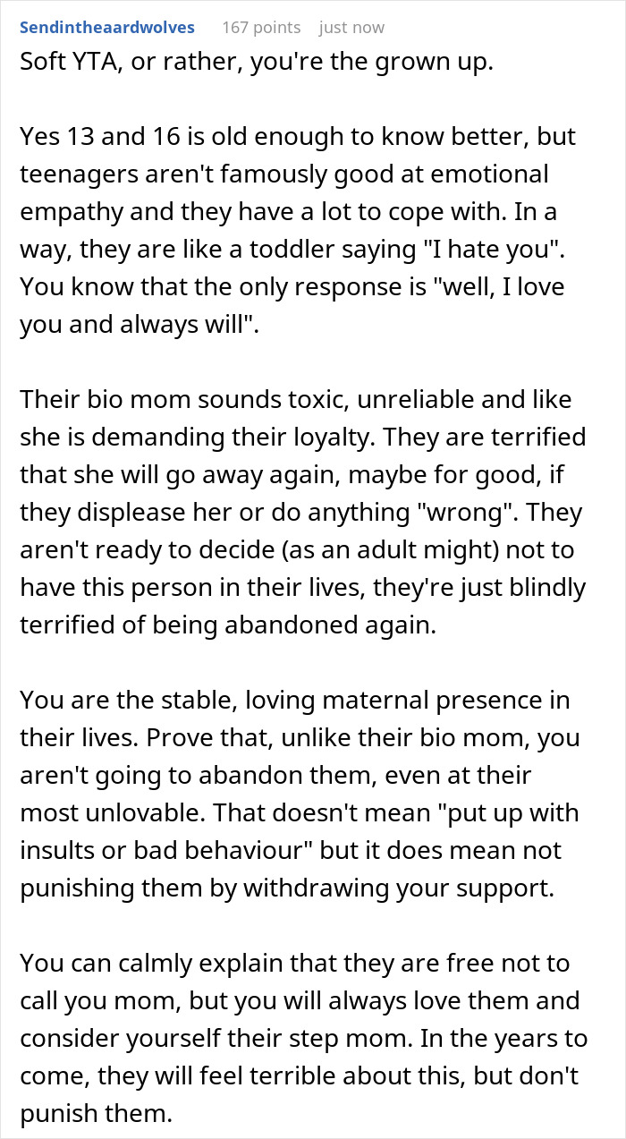 Woman hurt by how stepkids turn cruel when bio mom visits, refusing to let them call her mom anymore, feeling emotional pain.