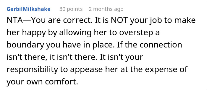 Comment on a forum sharing views about boundaries and roles in a woman obsessed with being a bonus mom situation.