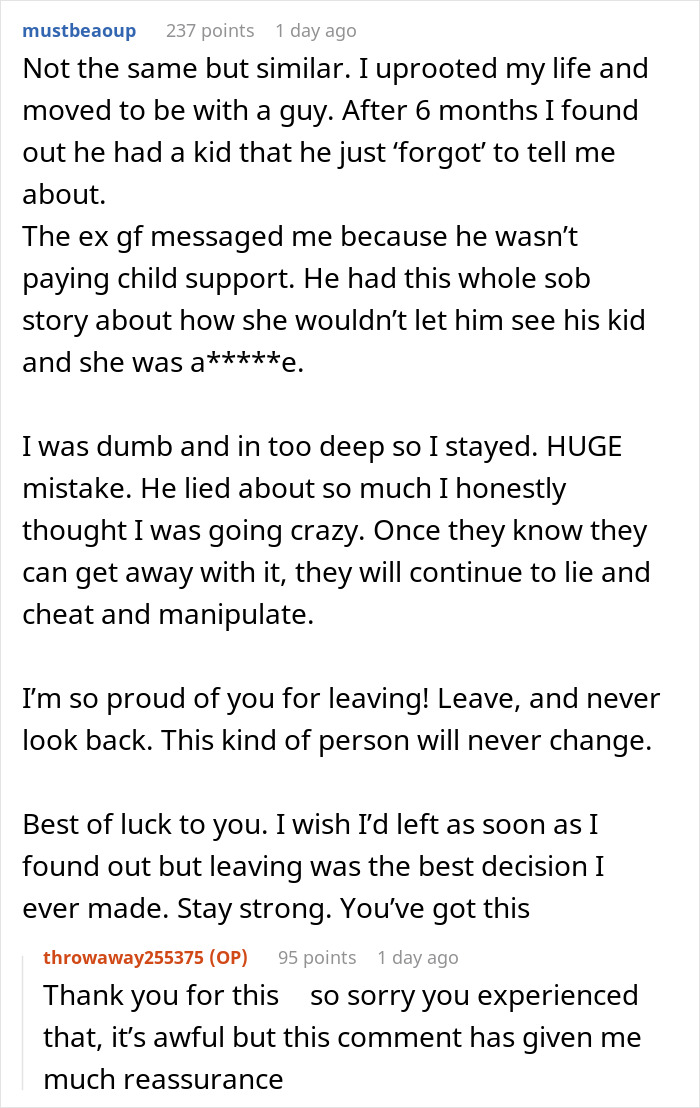 Woman suspects fianc&eacute; is hiding a secret kid after repeatedly finding kids' clothing at his place, raising trust issues.