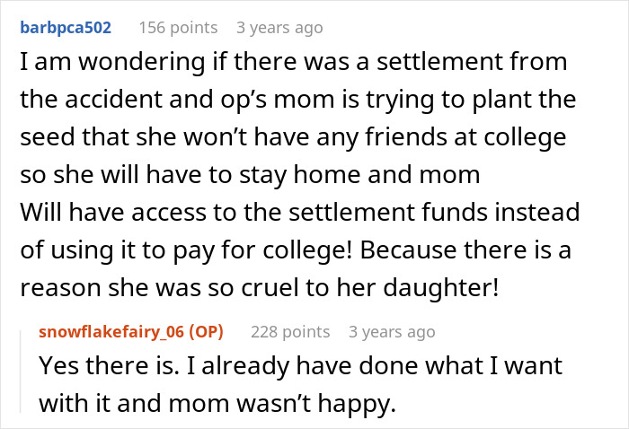 Online comments debating a paralyzed woman&rsquo;s refusal to babysit and her mom&rsquo;s harsh response about social life.