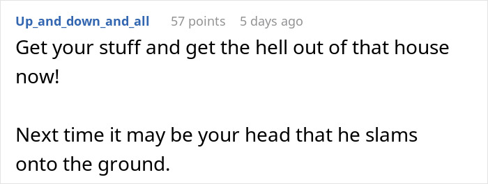 Comment warning about danger, urging to leave immediately after boyfriend destroyed girlfriend&rsquo;s grandma&rsquo;s jewelry box.