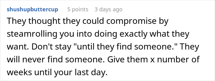Screenshot of online comment discussing parents guilt-tripping after daughter-in-law refuses cheap babysitting.