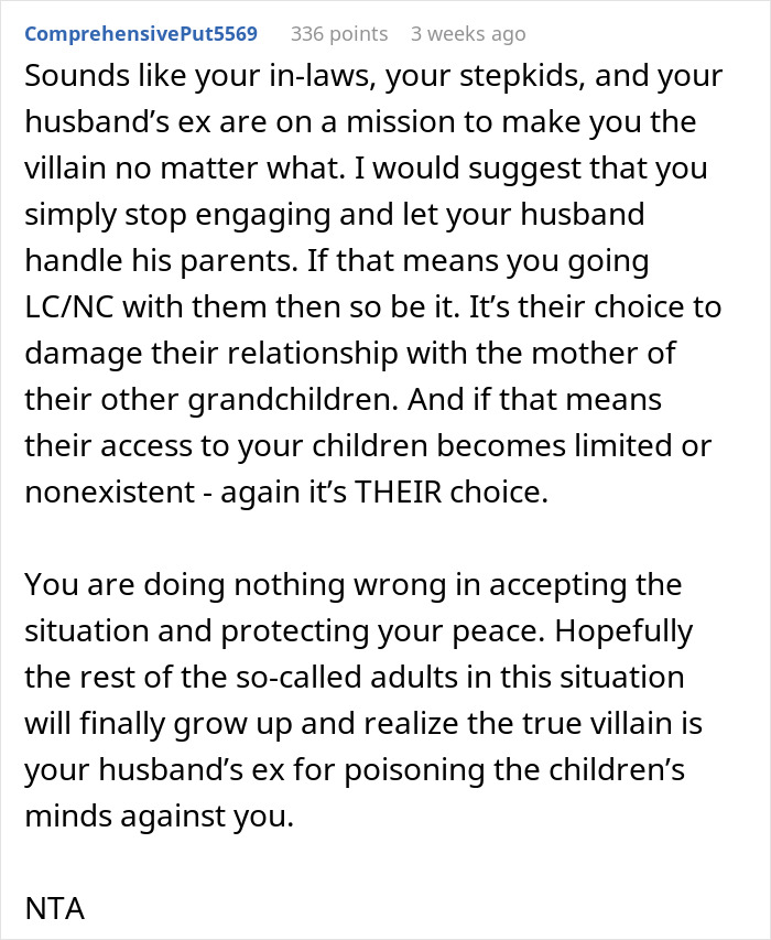 Alt text: Comment discussing mom poisoning kids against stepmom causing lasting hatred and broken family relationships.