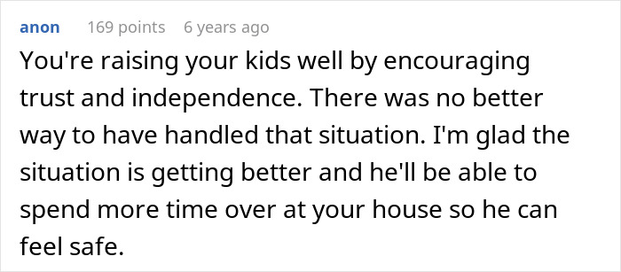 Screenshot of a forum comment discussing trust and independence in parenting after an unexpected call from a daughter's boyfriend's mom. Screenshot of a forum comment discussing trust and independence in parenting after an unexpected call from a daughter's boyfriend's mom.