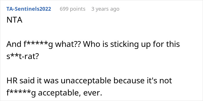 Screenshot of a forum comment discussing a coworker snooping around in a woman&rsquo;s purse and the consequences he faced.