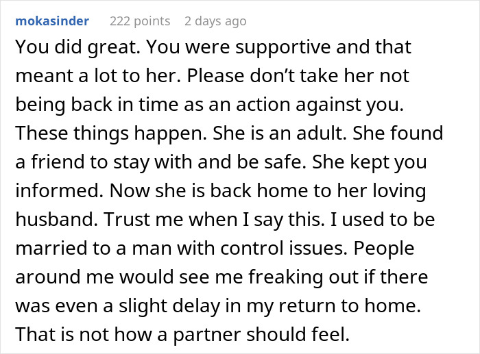 Screenshot of a supportive online comment about a woman attending a gala with a client as his date.