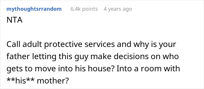 Screenshot of an online discussion about BIL trying to dump grandma on wife's siblings and controversy over care refusal.