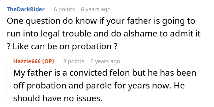 Reddit conversation about bride&rsquo;s father refusing to attend wedding due to location not being on American soil.