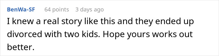 Comment discussing a real story about a woman staging her apartment to impress a guy, hoping for a better outcome.