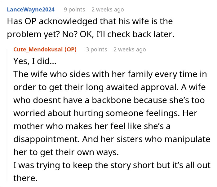 Screenshot of an online discussion about a husband sick of hosting his wife&rsquo;s distant relatives without gratitude.