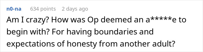 Screenshot of a forum comment discussing boundaries and honesty in a situation involving a man, his girlfriend, and her son.