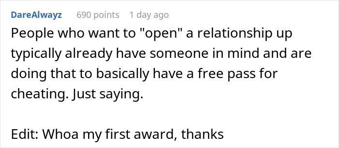 Comment discussing relationships and trust issues related to husband unattracted plastic surgery wife concerns.