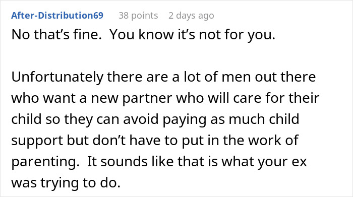 Comment discussing men prioritizing children and avoiding parenting responsibilities in relationships and dating with kids.