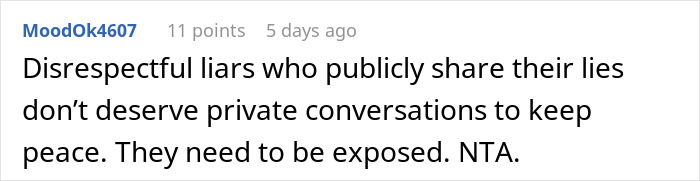 Comment highlighting teen&rsquo;s frustration with stepmom&rsquo;s hypocrisy after being called out for lies shared publicly online.