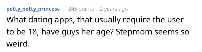 Screenshot of a comment discussing age and relationships, highlighting challenges in stepmother control family relationship dynamics. Screenshot of a comment discussing age and relationships, highlighting challenges in stepmother control family relationship dynamics.