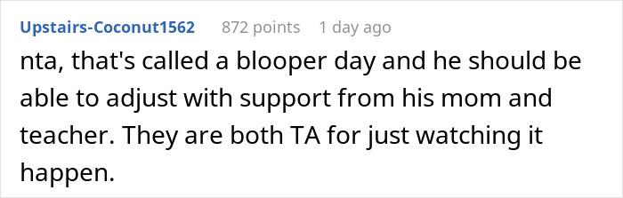 Screenshot of a forum comment discussing support for an autistic student and the mom standing her ground on her child&rsquo;s needs.