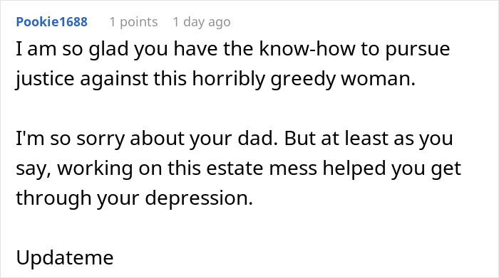 Alt text: Grieving daughter determined to pursue justice and drive step-monster to financial ruin after family loss.