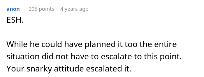 Screenshot of an online comment discussing a situation about a woman upset her husband assumed she planned Thanksgiving.
