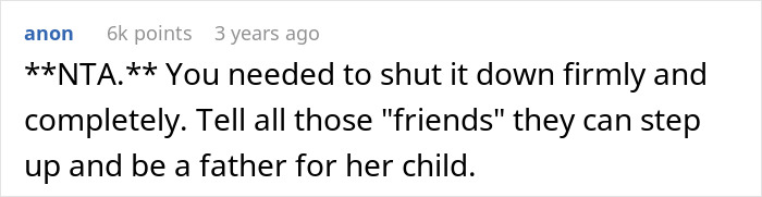 Comment on a forum defending a woman keeping her ex&rsquo;s baby, expecting her male best friend to assume the father role.