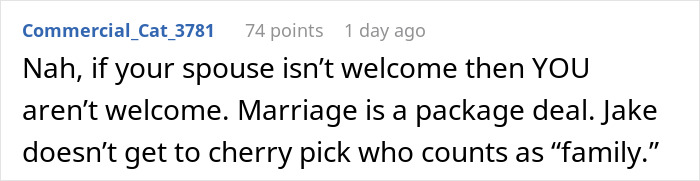 Comment on Reddit about a man mocking his brother-in-law and uninviting him from the wedding after a joke back.