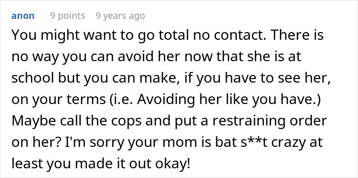 Comment advising total no contact to avoid the daughter after parents lied about food allergies, suggesting legal action.