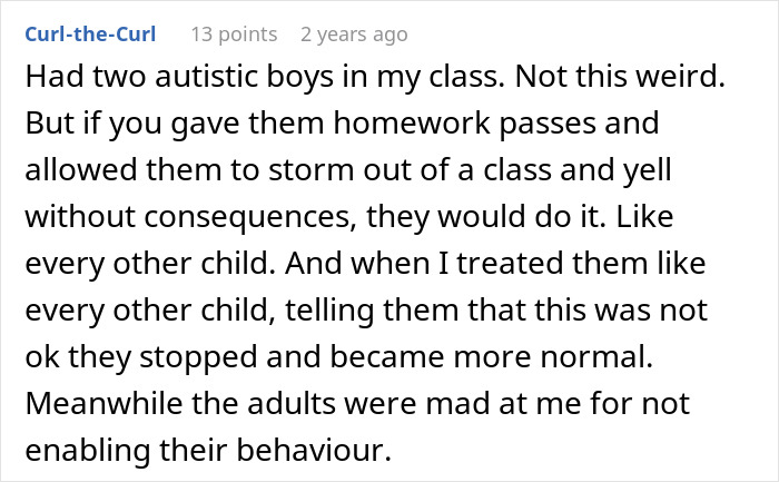 Reddit comment discussing behavior of autistic boys compared to acting creepy around stepsister who just gave birth.