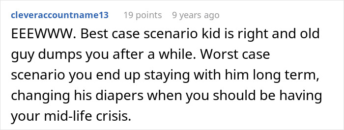 Comment about woman bumping into boyfriend&rsquo;s grown son, discussing wake-up call and relationship challenges.