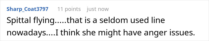 Comment text on a white background discussing anger issues, related to on-site landlord acts awful and rent doubled situation.