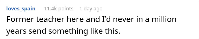 Screenshot of a comment from a former teacher responding to 43YO texting former student controversy, discussing appropriateness.