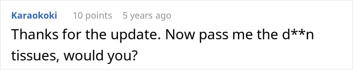 Screenshot of a comment where a guy wonders if he should tell his son the harsh truth about his real parents.