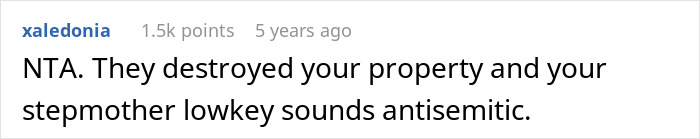 Screenshot of an online comment discussing stepmom letting kids destroy stepdaughter’s $100k heirloom jewelry. Screenshot of an online comment discussing stepmom letting kids destroy stepdaughter’s $100k heirloom jewelry.