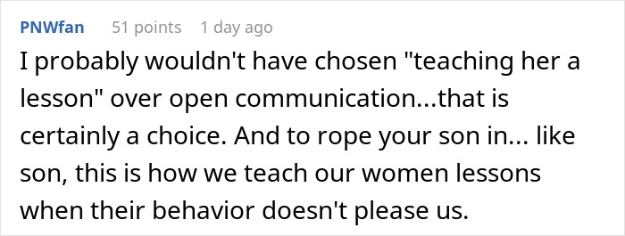 Comment discussing family drama and communication issues after man films his wife secretly to prove she eats his fries. Comment discussing family drama and communication issues after man films his wife secretly to prove she eats his fries.