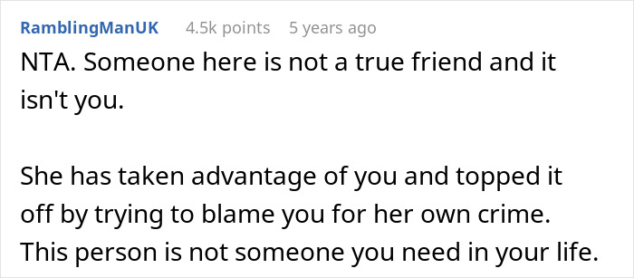 Comment from Reddit user explaining a disabled teen&rsquo;s betrayal and loss of her best friend over trust issues.