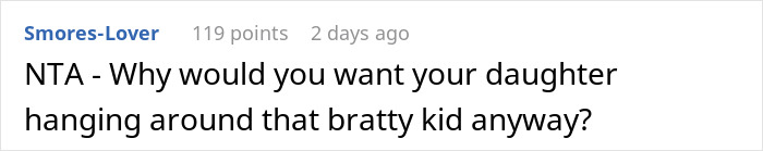 Screenshot of an online comment discussing a 12-year-old ruining a friend&rsquo;s birthday and causing drama between moms.